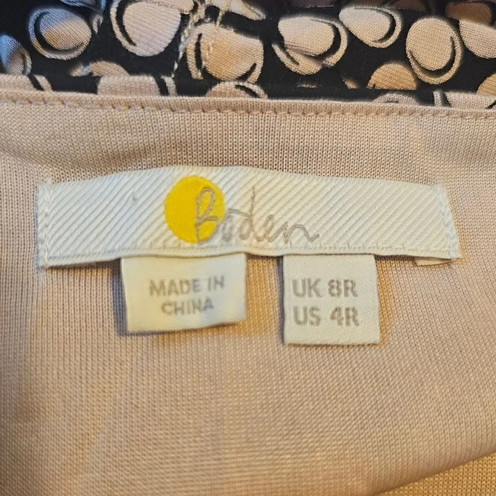 BODEN "Nellie" Pink‎ Black Polka Dot Jersey Dress - Size 4 - Picture 9 of 10